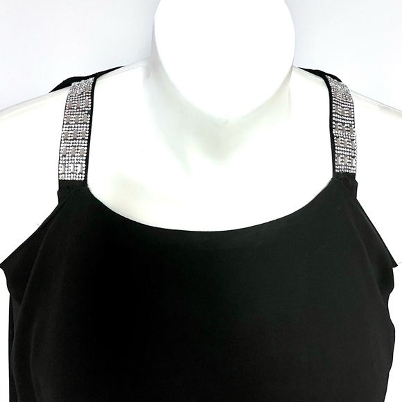 NEW Glamour Nights Chiffon Cocktail Dress Size 16 Crystal Embellished Sleeves - Picture 4 of 11